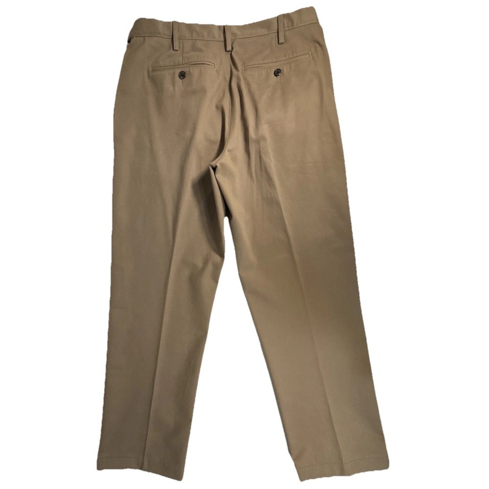 Land's End Traditional Fit Straight Leg Dress Pants Men's 36 Khaki Flat Front - Picture 7 of 12